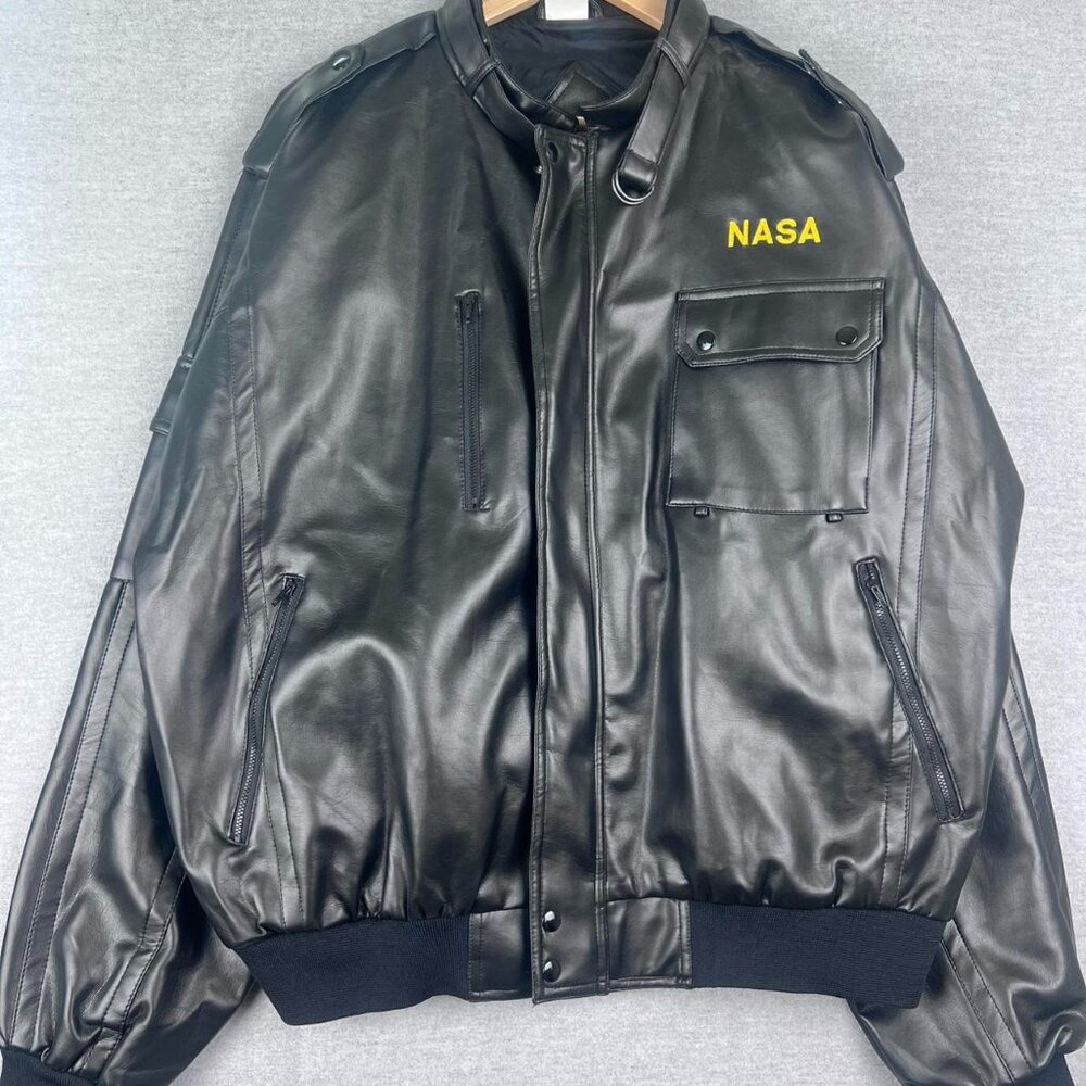 vintage fashion‎ athletic wear leather jacket nasa size XXL